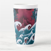 Tasse Latte Peinture à l'huile de Neptune Crimson (Devant)