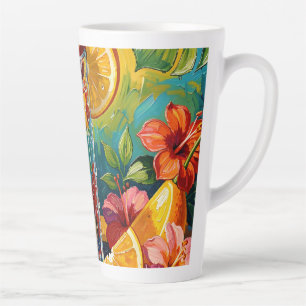 Tasse Latte Peinture à l'huile impasto de cocktail d'été tropi