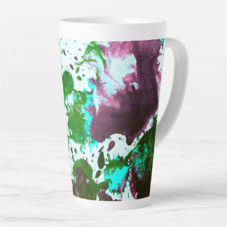 Tasse Latte Peinture Abstraite colorée vert et violet