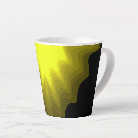Tasse Latte Peinture abstraite noire et jaune (Angle droit)