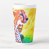 Tasse Latte Peinture animale puissante de Cheetah. Commandez d (Devant)