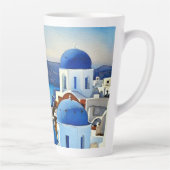 Tasse Latte Peinture aquarelle de Santorin Grèce (Droite)