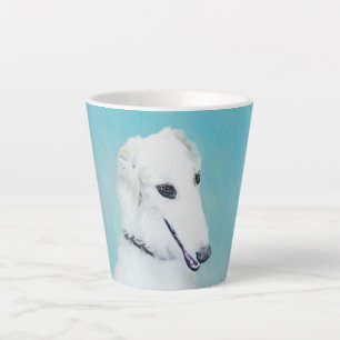 Tasse Latte Peinture de Borzoi (Blanc) - Joli Chien d'origine