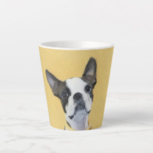 Tasse Latte Peinture de Boston Terrier - Art de chien original