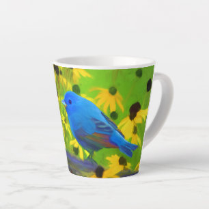 Tasse Latte Peinture de Bunting Indigo - Art original pour ois
