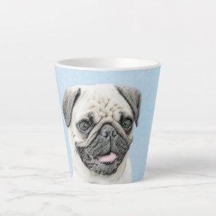 Tasse Latte Peinture de carlin - Joli art original de chien