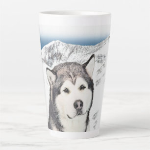 Tasse Latte Peinture de malamut en Alaska - jolie art original