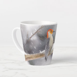 Tasse Latte Peinture de pic à ventre rouge Art original