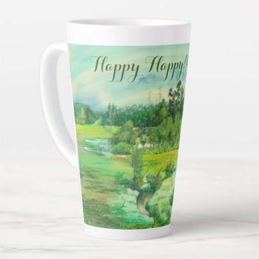 Tasse Latte peinture de vallée verte Aquarelle (Angle gauche)