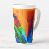 Tasse Latte Peinture d'oiseaux arc-en-ciel dynamique et joyeux (Angle droit)