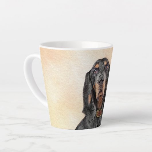 Tasse Latte Peinture en noir et blanc - Art original Chien (Angle gauche)
