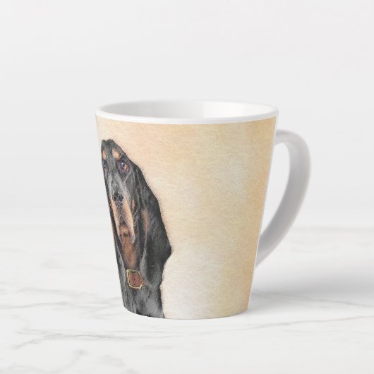 Tasse Latte Peinture en noir et blanc - Art original Chien (Angle droit)