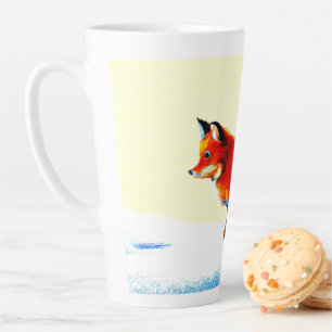 Tasse Latte Peinture mignonne d'un Renard Rouge. Commandez dès