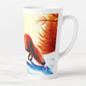 Tasse Latte Peinture mignonne d'un Renard Rouge. Commandez dès (Droite)