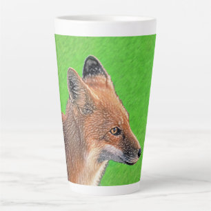Tasse Latte Peinture Red Fox - Art original de la faune