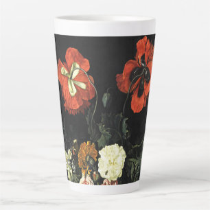 Tasse Latte Peinture vintage Vie morte avec Fleurs