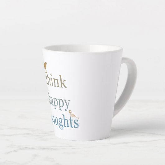 Tasse Latte Penser Bonne Pensée Oiseaux (Angle droit)