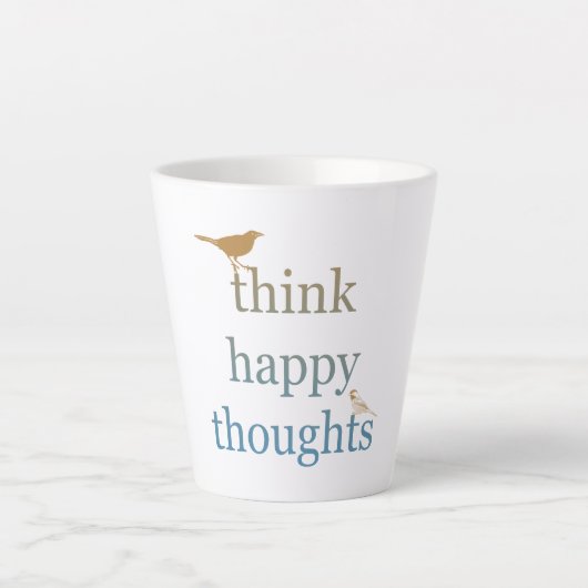 Tasse Latte Penser Bonne Pensée Oiseaux (Devant)