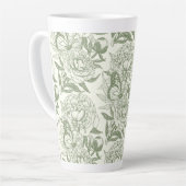 Tasse Latte Peoné et papillons bloc impression, sauge vert et (Angle gauche)