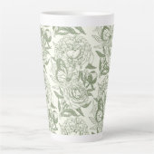 Tasse Latte Peoné et papillons bloc impression, sauge vert et (Devant)
