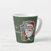 Tasse Latte Père Noël avec des cadeaux. (Angle droit)