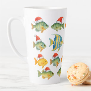 Tasse Latte Père Noël de poissons pour les amoureux de la pêch