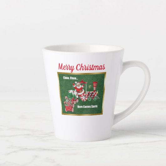 Tasse Latte Père Noël équitation Pepperment Candy Train Green (Droite)