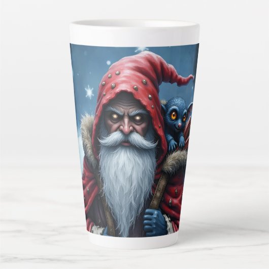 Tasse Latte Père Noël Frostbite et son elfe de malice. (Devant)