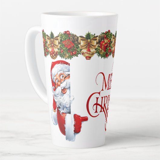 Tasse Latte Père Noël Joyeux Noël (Angle gauche)