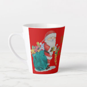 Tasse Latte père Noël mignonne avec sac vert livrée à noël