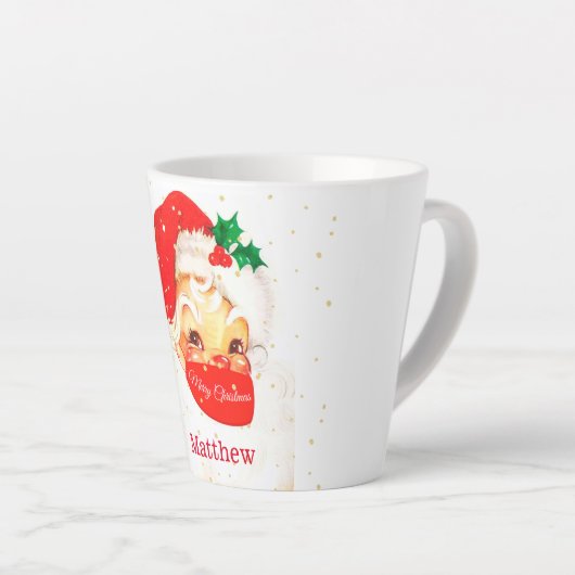 Tasse Latte Père Noël Noël Distance sociale Joyeux personnel (Angle droit)