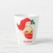 Tasse Latte Père Noël Noël Distance sociale Joyeux personnel (Devant)