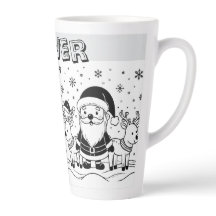 Père Noël noir et blanc avec rennes