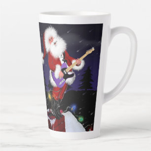 Tasse Latte Père Noël Plays Guitare