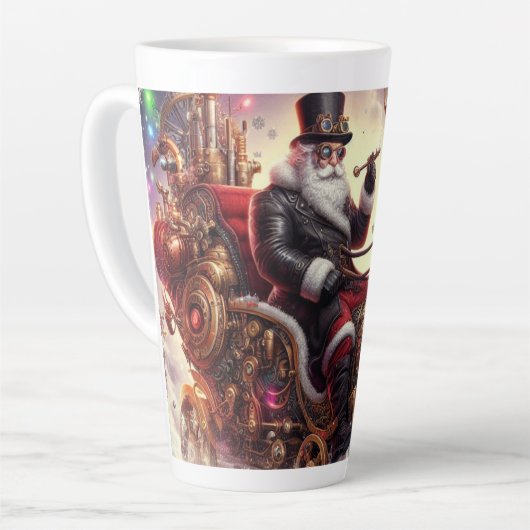 Tasse Latte Père Noël/Reindeer steampunk Noël/hiver (Angle gauche)