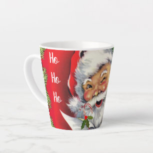 Tasse Latte Père Noël Rétro Vintage avec Sapin de Noël