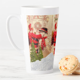 Tasse Latte Père Noël vintage et bonhomme des neiges Latte M