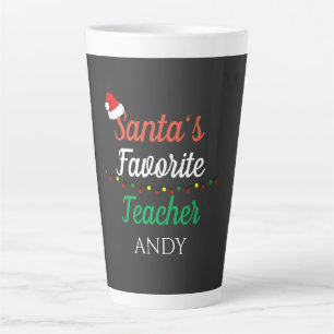 Tasse Latte Père Noël's Favori Teacher Joyeux Noël personnalis