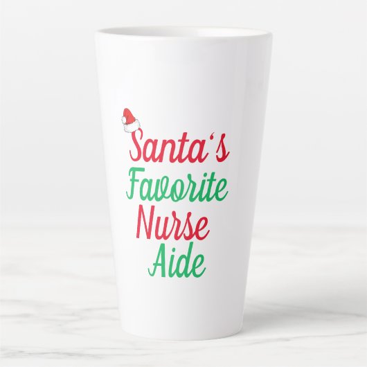Tasse Latte Père Noël's Favorite Nurse Christmas Appréciation (Devant)