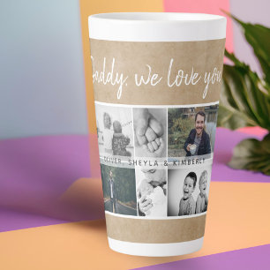 Tasse Latte Père rustique avec Enfants Famille Papa Photo Coll