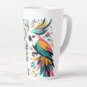 Tasse Latte Perroquets colorés Art tropical (Angle droit)