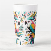 Tasse Latte Perroquets colorés Art tropical (Devant)