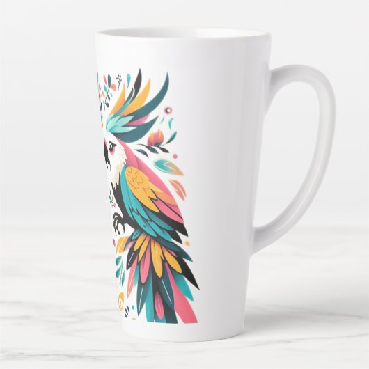 Tasse Latte Perroquets colorés Art tropical (Droite)