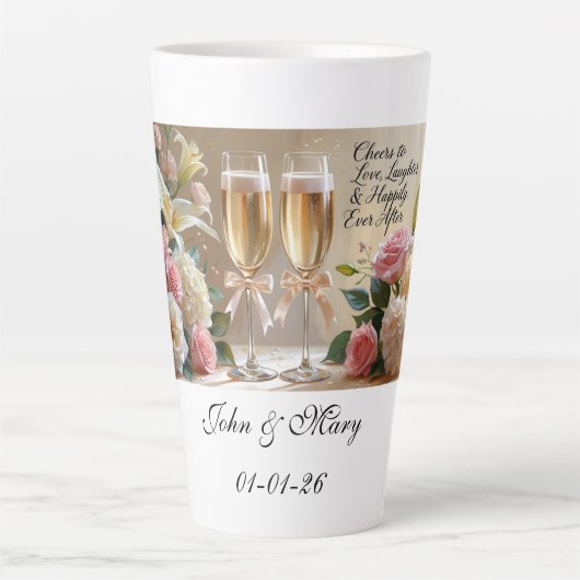 Tasse Latte Personalised Bridal Mug- Cheers to Love (Devant)