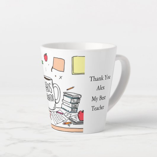 Tasse Latte Personalized Best Teacher Thank You Gift Coffee (Angle droit)