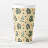 Tasse Latte Personalized Botanical Name Cream and Sage Green (Devant)