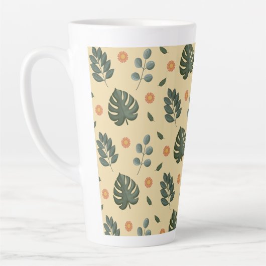 Tasse Latte Personalized Botanical Name Cream and Sage Green (Gauche)