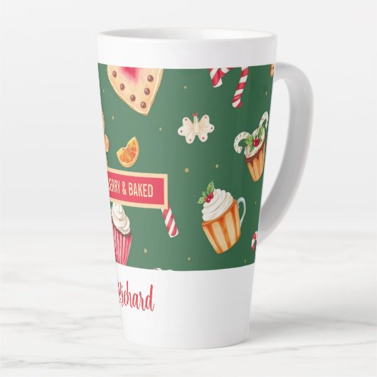 Tasse Latte Personalized Christmas Baking Pattern (Angle droit)