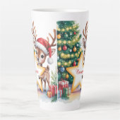 Tasse Latte Personalized Christmas Reindeer Custom Name  (Devant)