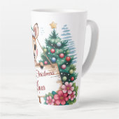 Tasse Latte Personalized Cute Fawn Deer Merry Christmas (Angle droit)